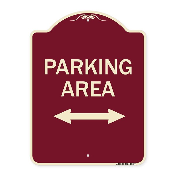 Signmission Parking Area W/ Bidirectional Arrow Heavy-Gauge Aluminum Sign, 24" x 18", BU-1824-23467 A-DES-BU-1824-23467 - main